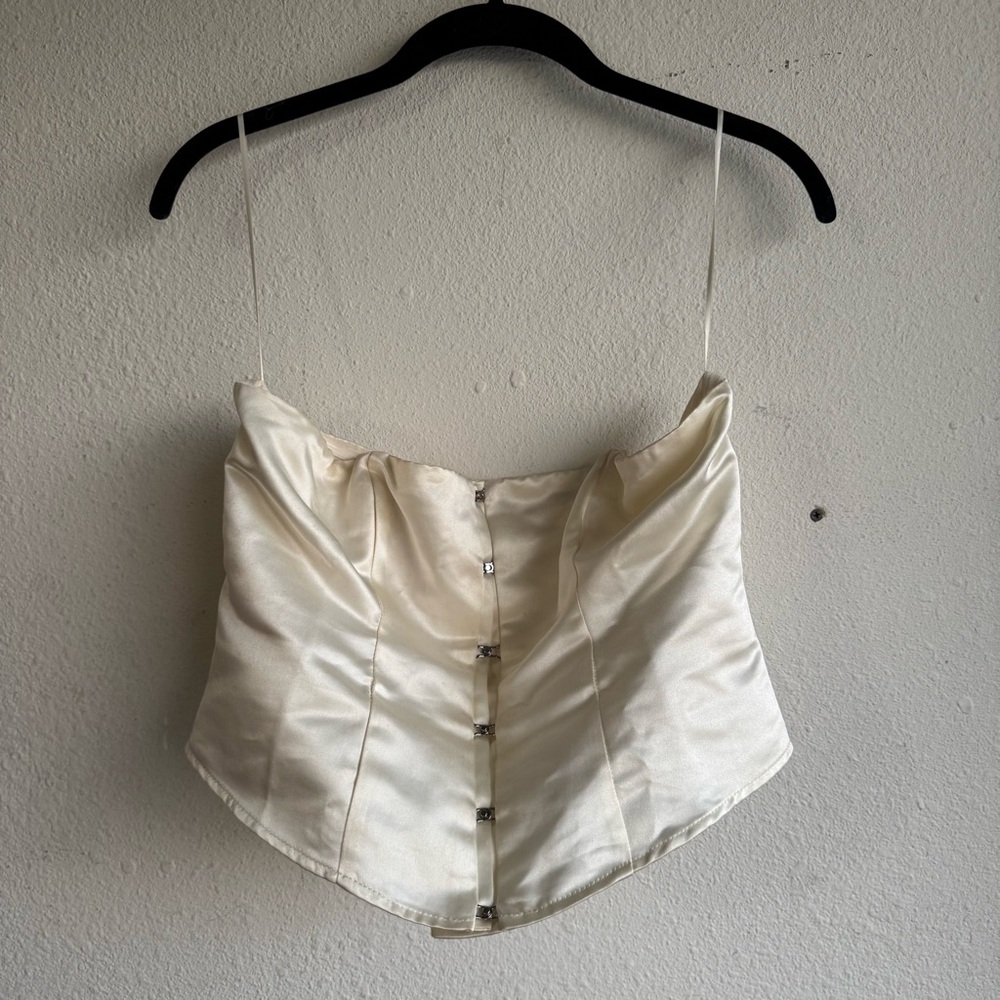 Reformation x New York City Ballet Jaclyn Cream Satin corset Top size 8 - Picture 3 of 7